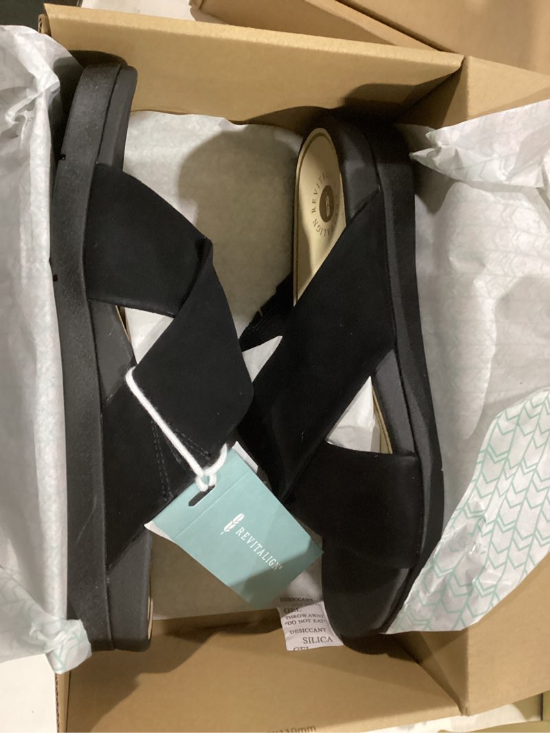 revitalign women's riviera slide sandal, black, 7.5