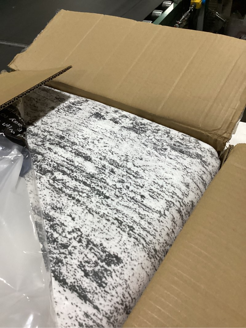 Condition photo showing New/Like New for soalmost washable area rug 8x10, large soft rugs for living room farmhouse vintage gray area rugs for bedroom dining room non-slip stain resistant under table rug grey grey 8' x 10' (rectangular)