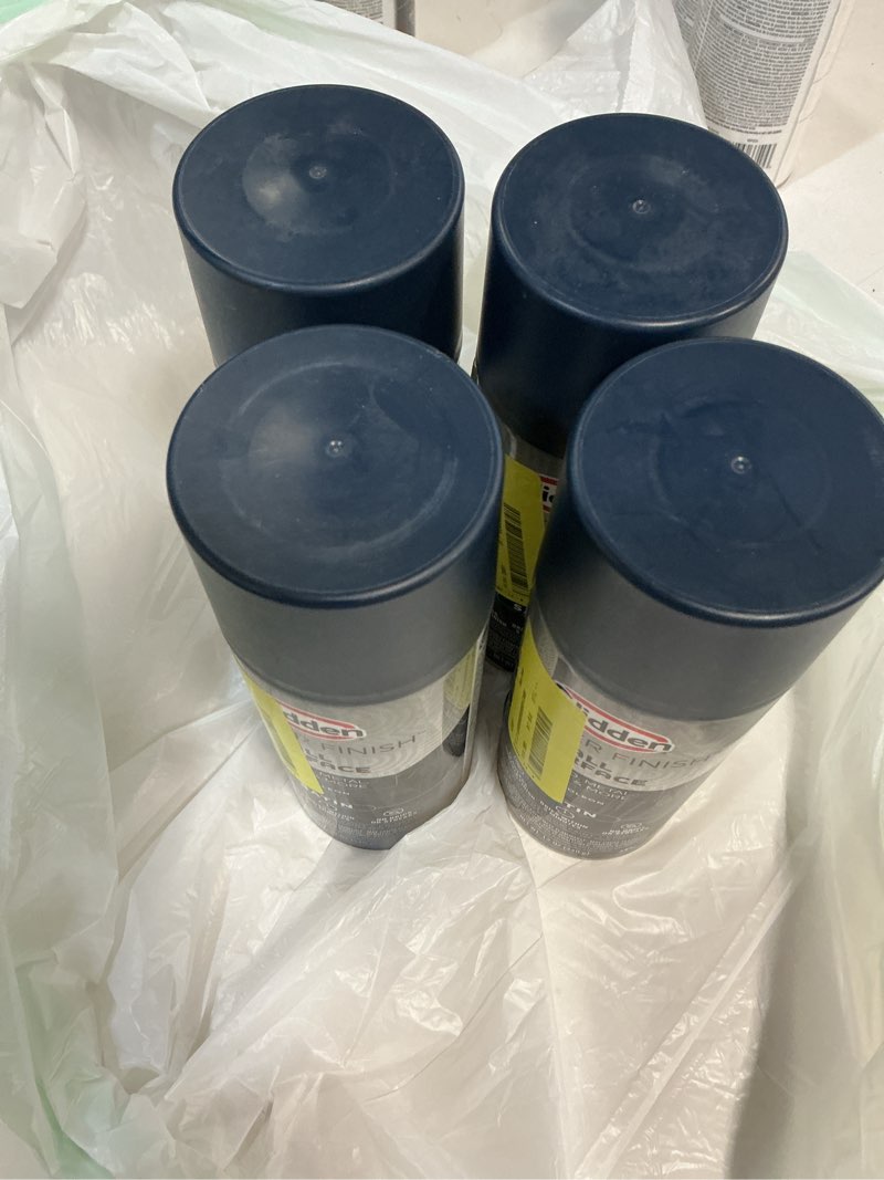 Condition photo showing Good Condition for 4 pcs glidden master finish 12 oz. satin napoleon interior/exterior all surface spray paint and primer