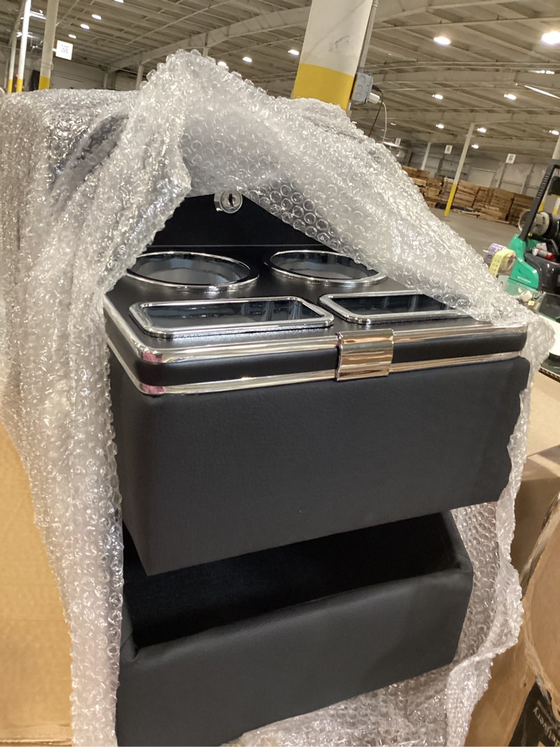 Condition photo showing As Is for center console between seat for minivans, suvs, middle van console floor console organizer storage box with locking