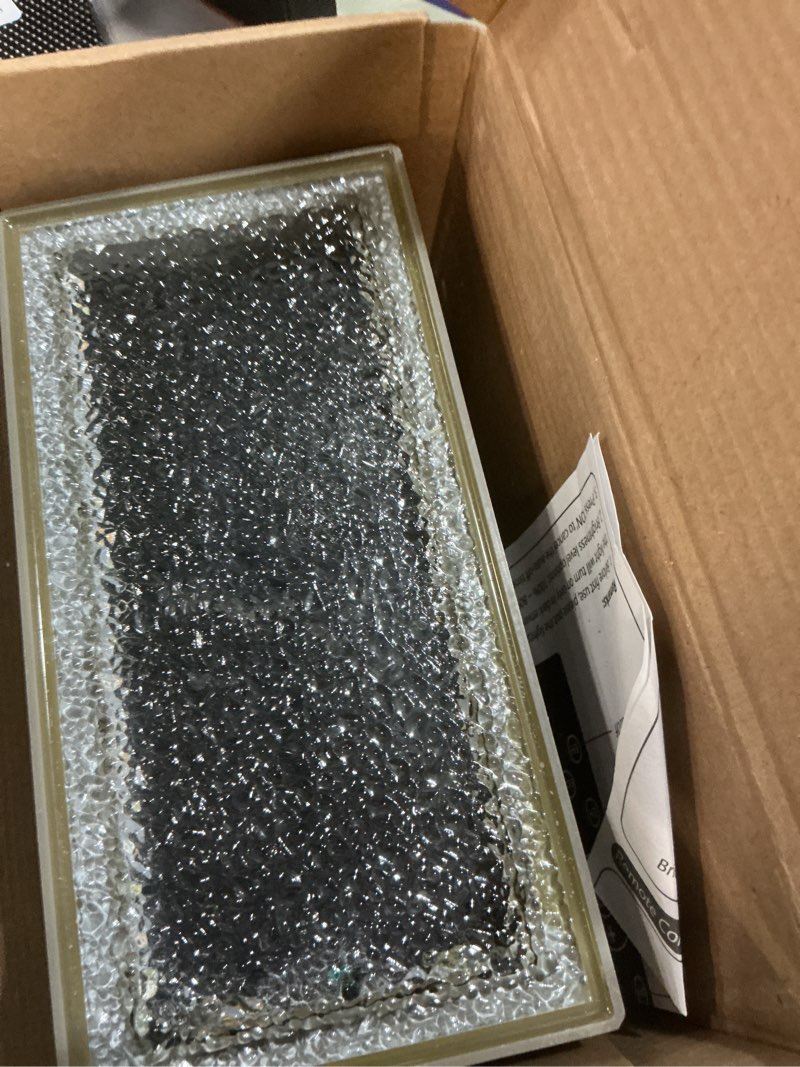 Condition photo showing As Is for solar paver lights, 8" x 4" brick driveway lights, landscape path lights for walkway, patio & deck lighting, ip67 waterproof, 3 colors, 2 pack