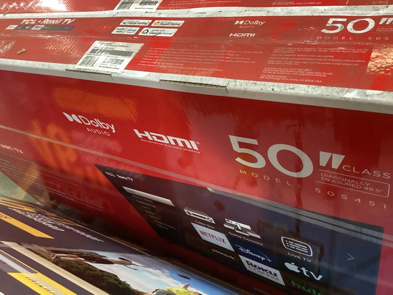 Condition photo showing As Is for tcl 50” class s4 (50s451) 4k uhd hdr smart tv with roku tv