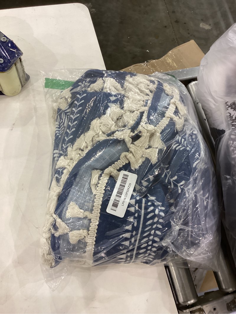 MEETSKY Boho Navy Blue Curtains 95 inch Length - Floral Patterned Linen Blend Light Filtering Farmho