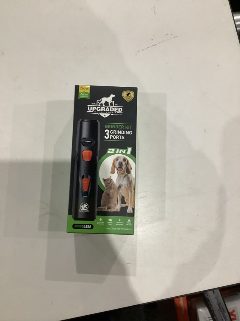 Condition photo showing New/Like New for Dog Nail Grinder with 2 LED Lights Powerful 2 Speeds Super Quiet Dog Nail Trimmers with 3 Grinding Wheels Rechargeable Pet Dog Nail Clippers for Large Medium Puppy Dogs Dog Nail File Cat Nail Clipper Black