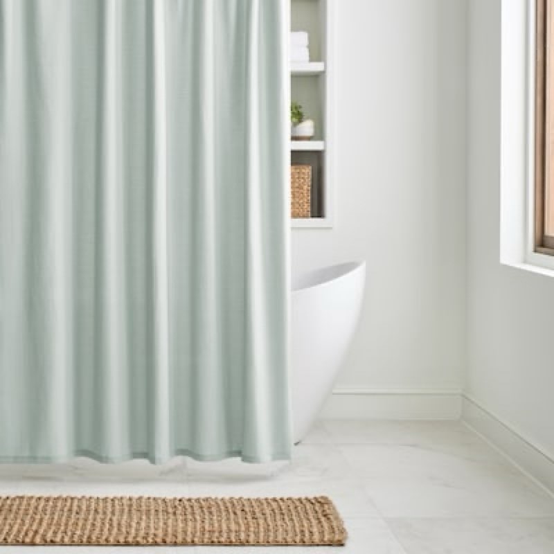 allen + roth 72-in w x 72-in l sea green solid polyester shower curtain
