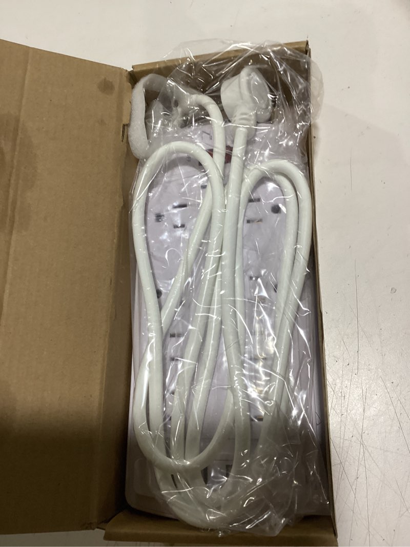 Condition photo showing Good Condition for 6ft surge protector power strip, nuetsa extension cord with 8 outlets and 4 usb ports, 6 feet power cord (1625w/13a), 2700 joules, etl listed, white 6 ft white
