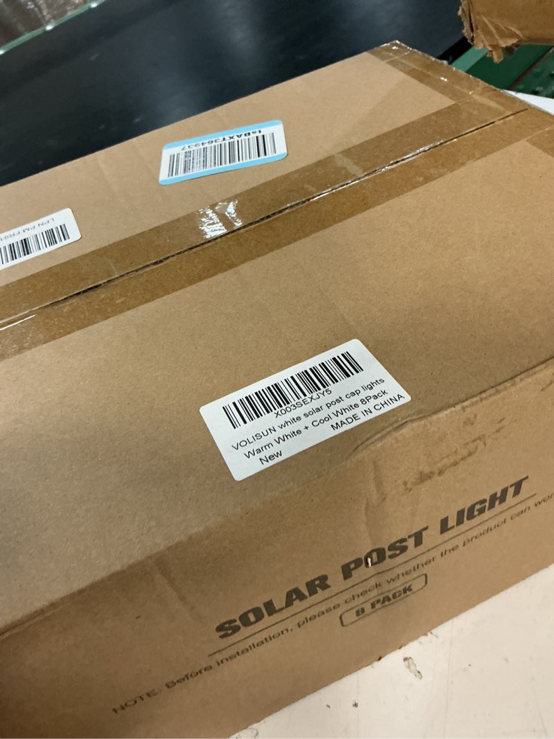 Condition photo showing Good Condition for volisun solar post cap lights outdoor, solar powered fence cap lights for 4x4 vinyl/wood, white waterproof solar deck post light 8pack cool/warm for garden patio porch white 8 pack