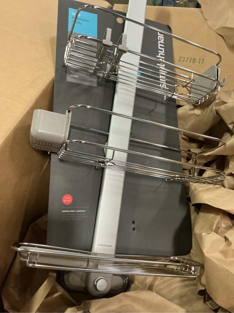 Condition photo showing New/Like New for simplehuman Adjustable and Extendable Shower Caddy Large, Stainless Steel and Anodized Aluminum