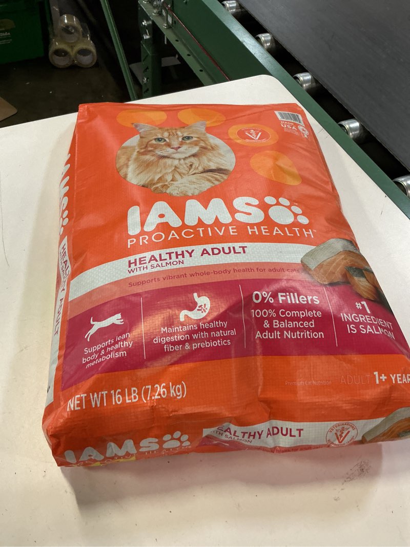 Condition photo showing New/Like New for (bb:sep/02/2027)iams proactive health dry cat food, healthy cat food dry recipe for adults, salmon, 16 lb. bag adult salmon 16 pound (pack of 1)