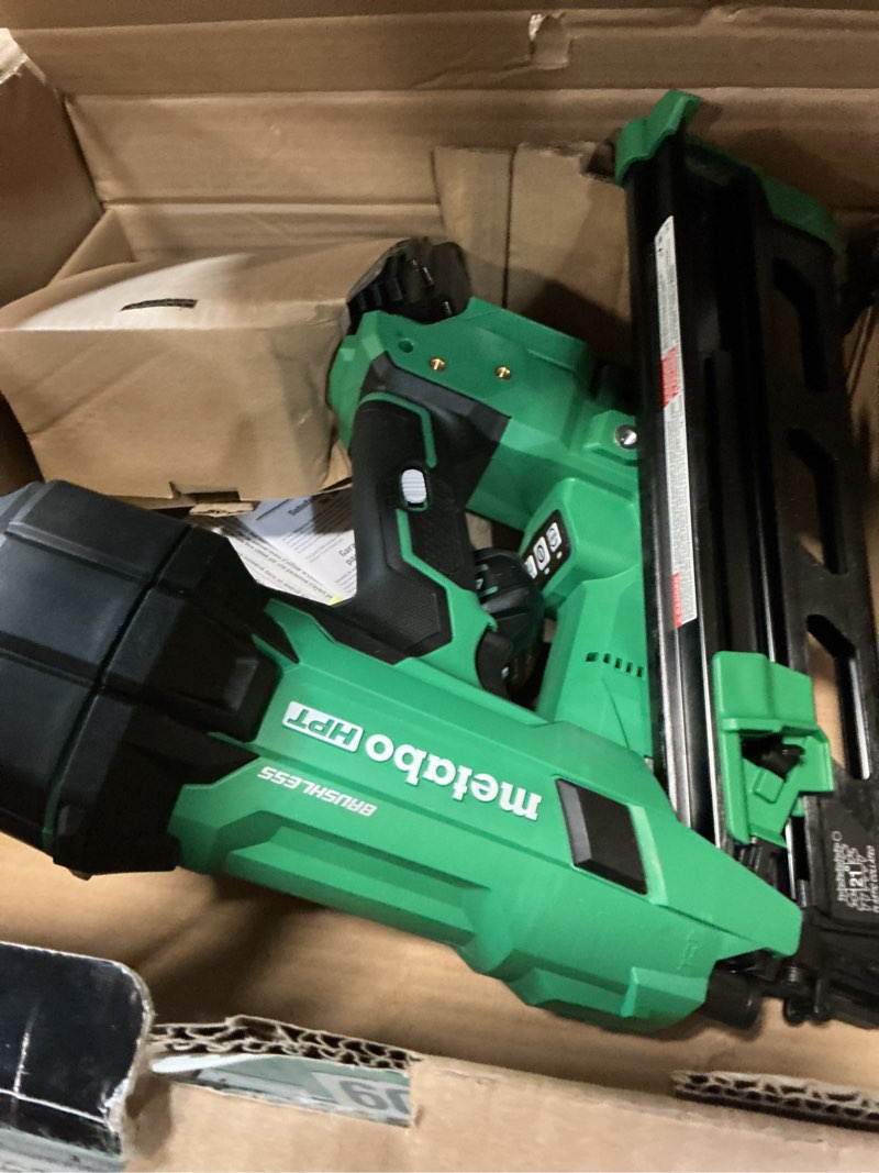Condition photo showing As Is for metabo hpt cordless 21 deg framing nailer kit (battery & charger) 18 v