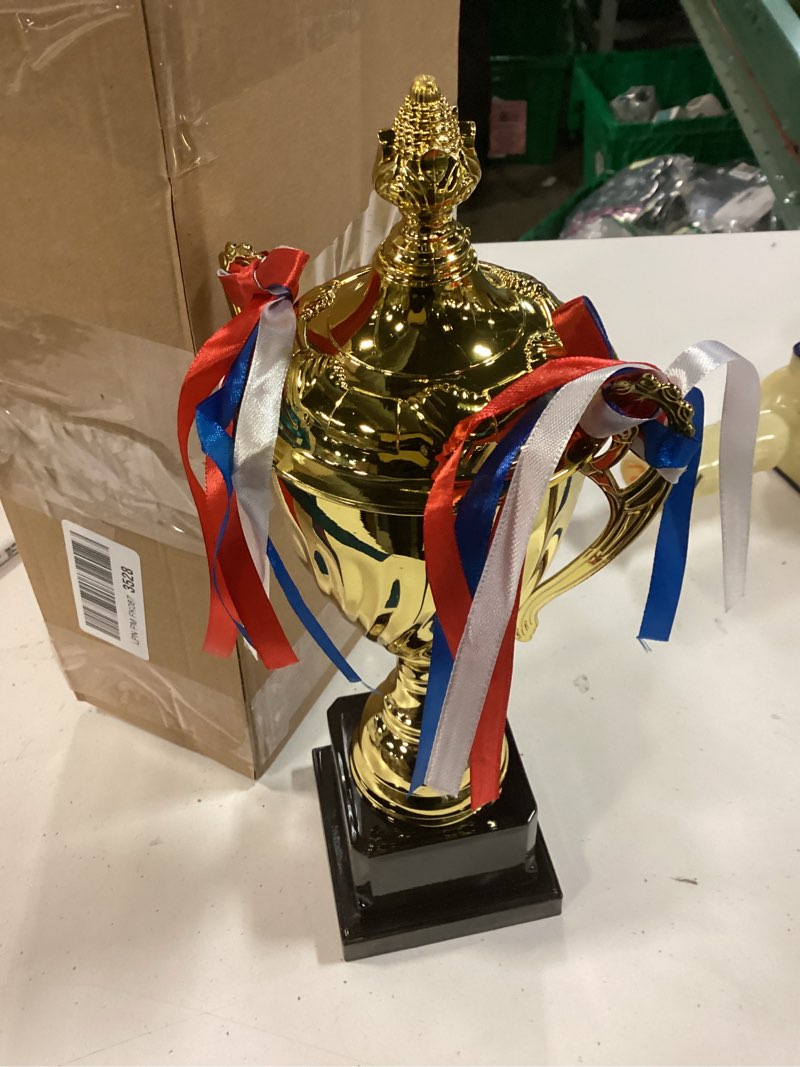 Condition photo showing Good Condition for Inbagi 2 Pcs Large Trophy Cup 14 Inch Gold Trophy Award Adult Winner Trophies Soccer Party Favors for Golf Sports Basketball League Team Tournaments Festival Party Game Favors