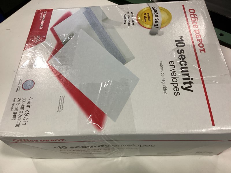 Condition photo showing New/Like New for Office Depot Clean Seal(TM) Security Envelopes, #10 (4 1/8in. x 9 1/2in.), White, Box Of 500, 12015