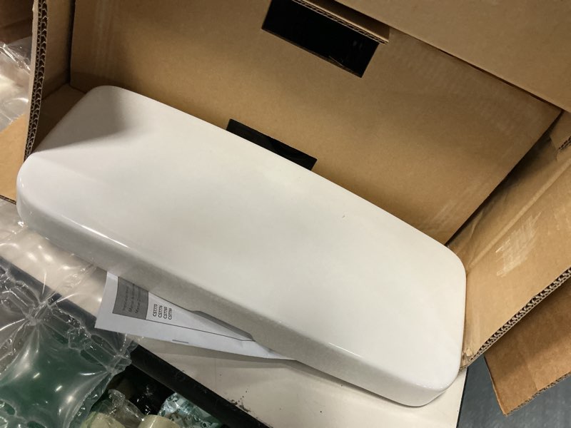 Condition photo showing As Is for toto drake 1.28 gpf toilet tank with washlet+ auto flush compatibility, cotton white - st776ea#01