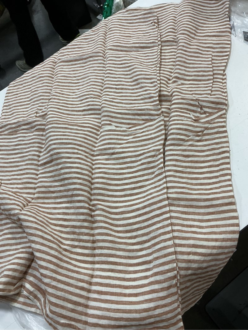 Condition photo showing Good Condition for quince european linen stripe sham set king terracotta/white stripe