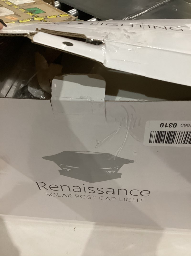 Condition photo showing As Is for Davinci Lighting Renaissance Solar Outdoor Post Cap Lights - Includes Bases for 4x4 5x5 6x6 Posts - Bright LED Light - Pearl White (8 Pack) Pearl White 8 Pack