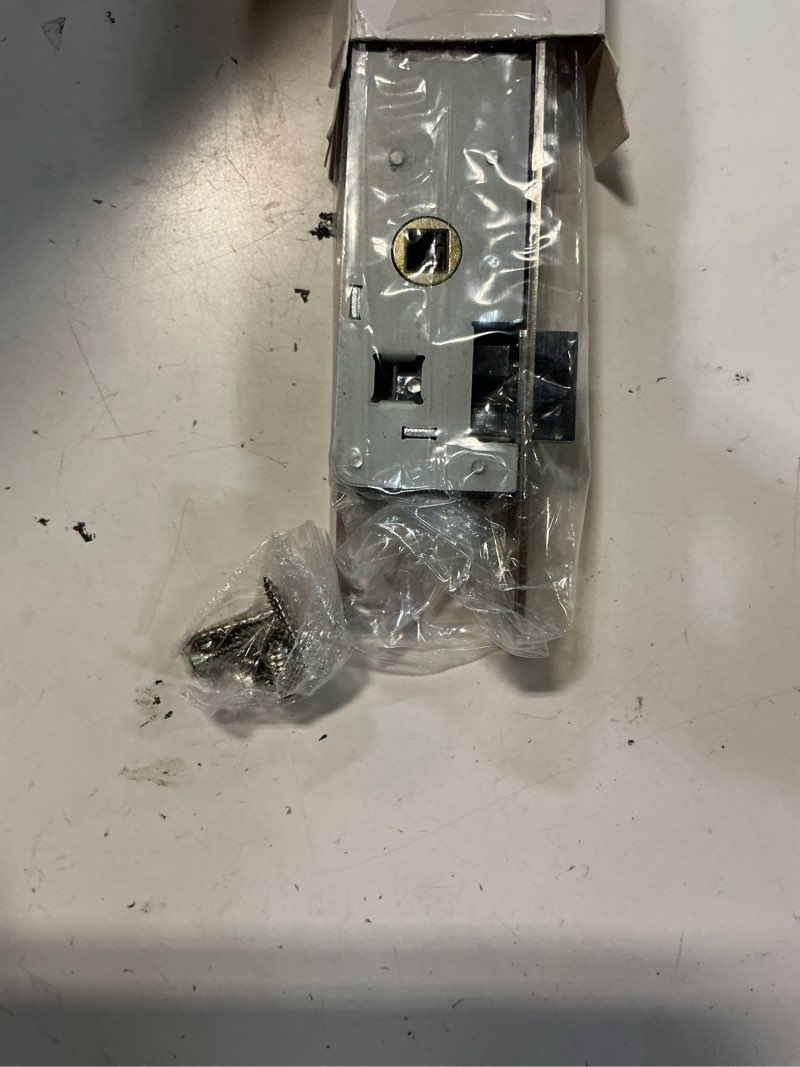 Condition photo showing Good Condition for storm door mortise lock body, mortise lock replacement parts for old storm doors, 2-1/2" handle pz, reversible latch bolt(polished nickel) mortise lock polished nicke