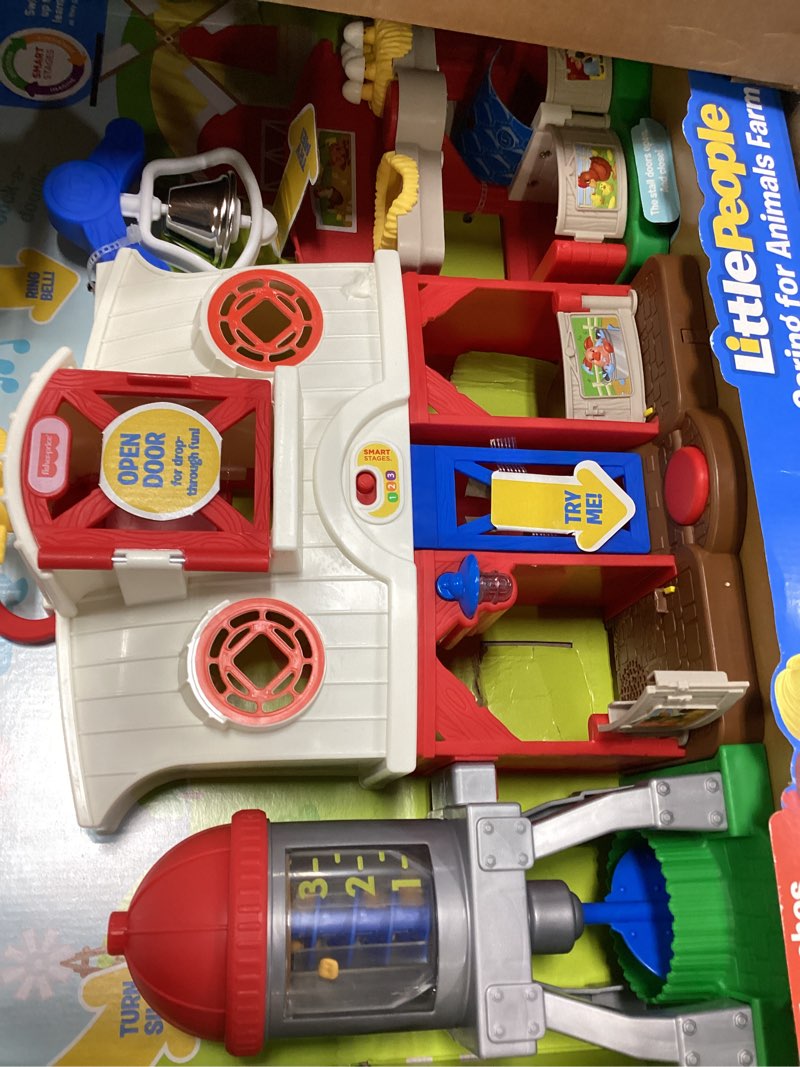 Condition photo showing New/Like New for fisher-price little people caring for animals farm electronic interactive playset with smart stages learning songs for toddlers ages 1 and up (amazon exclusive) refreshed farm