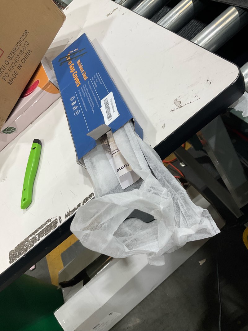 Condition photo showing As Is for Stove Gap Covers Stainless Steel, Adjustable 13.8-27.5 In(2 Pack), Heat Resistant, Gas Stove Side Gap Protector (Matte Black)