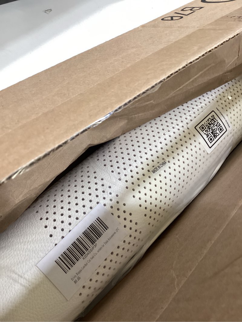 Condition photo showing Good Condition for nappa leather car front seat covers for 2025 2026 tesla model y/3 highland/juniper breathable perforated all-season universal bottom seat protectors for tesla accessories, 1pack, white