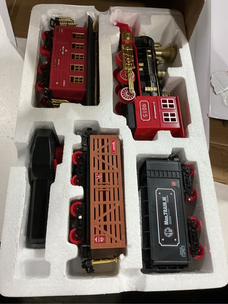 Condition photo showing Good Condition for Hot Bee Train Set, Remote Control Train Toys with Luxury Tracks, Christmas Train Sets for Around the Tree,Toy Train with Smokes, Lights & Sound,Model Train Set for 3 4 5 6 7+ Years Old Boys Gifts Kids High-End