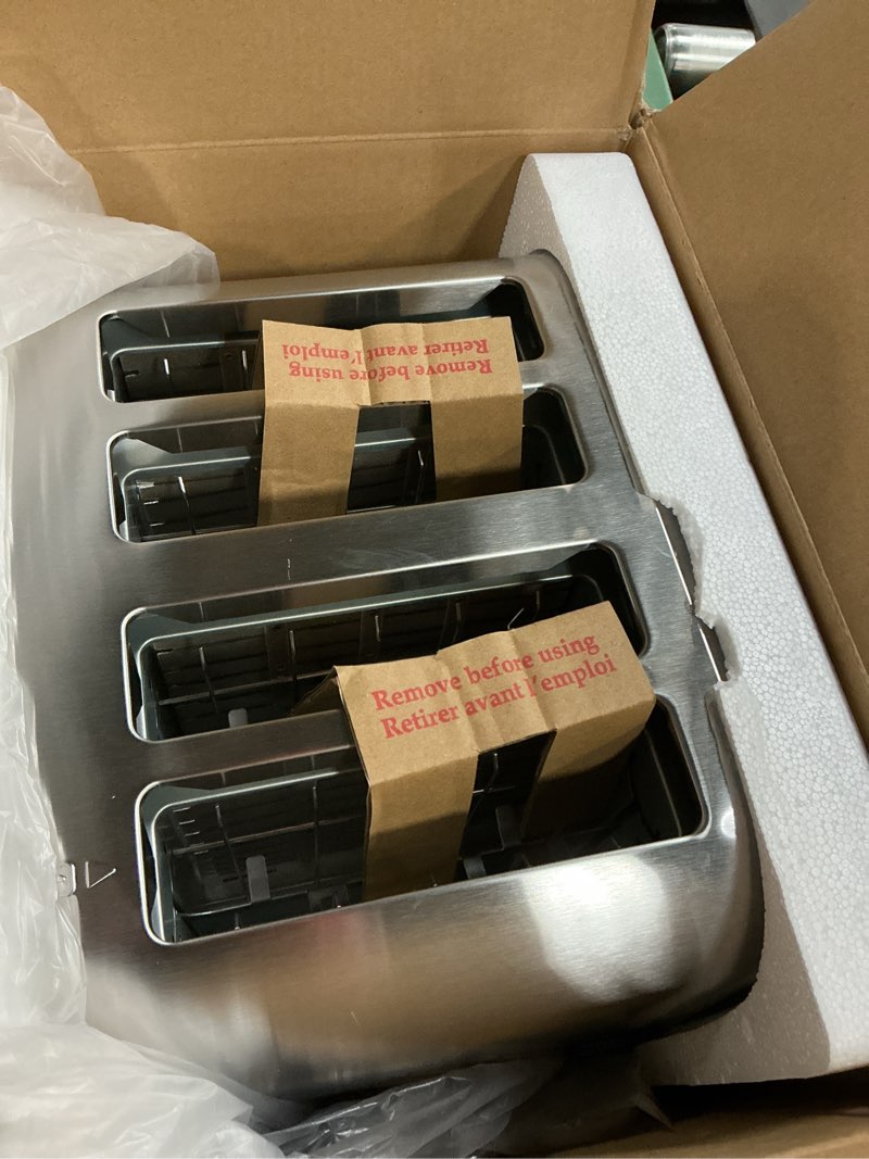 Condition photo showing Good Condition for cuisinart 4 slice compact stainless steel toaster with extra-wide slots for bread, french toast, bagels & pastries, defrost & reheat functions, cpt-180p1, brushed stainless, removable crumb tray