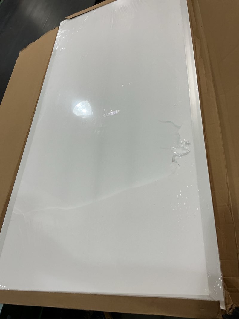 Condition photo showing As Is for lithonia lighting cpx 2x4 led flat panel light, 2 ft. x 4 ft. led light panel, ceiling lighting fixture, 4000/5000/6000 adjustable lumens, 3500k/4000k/5000k switchable cct, smooth satin lens, white 3500k | 4000k | 5000k 2 ft. x 4 ft. switchable lumens space