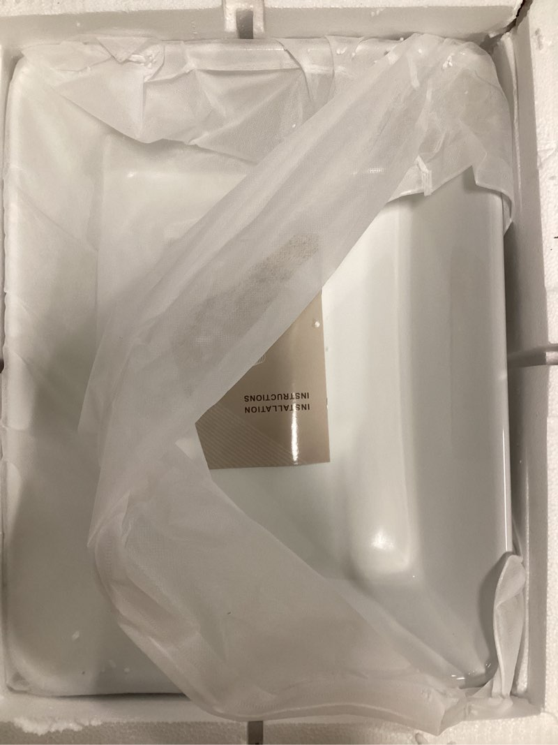 Condition photo showing New/Like New for Lordear Vessel Sink Rectangle 19 Inch Bathroom Sink,Rectangular Modern Above Counter Bathroom Sinks White 19x15 Inch Porcelain Ceramic Vessel Vanity Sink Art Basin 19"x15" A - White