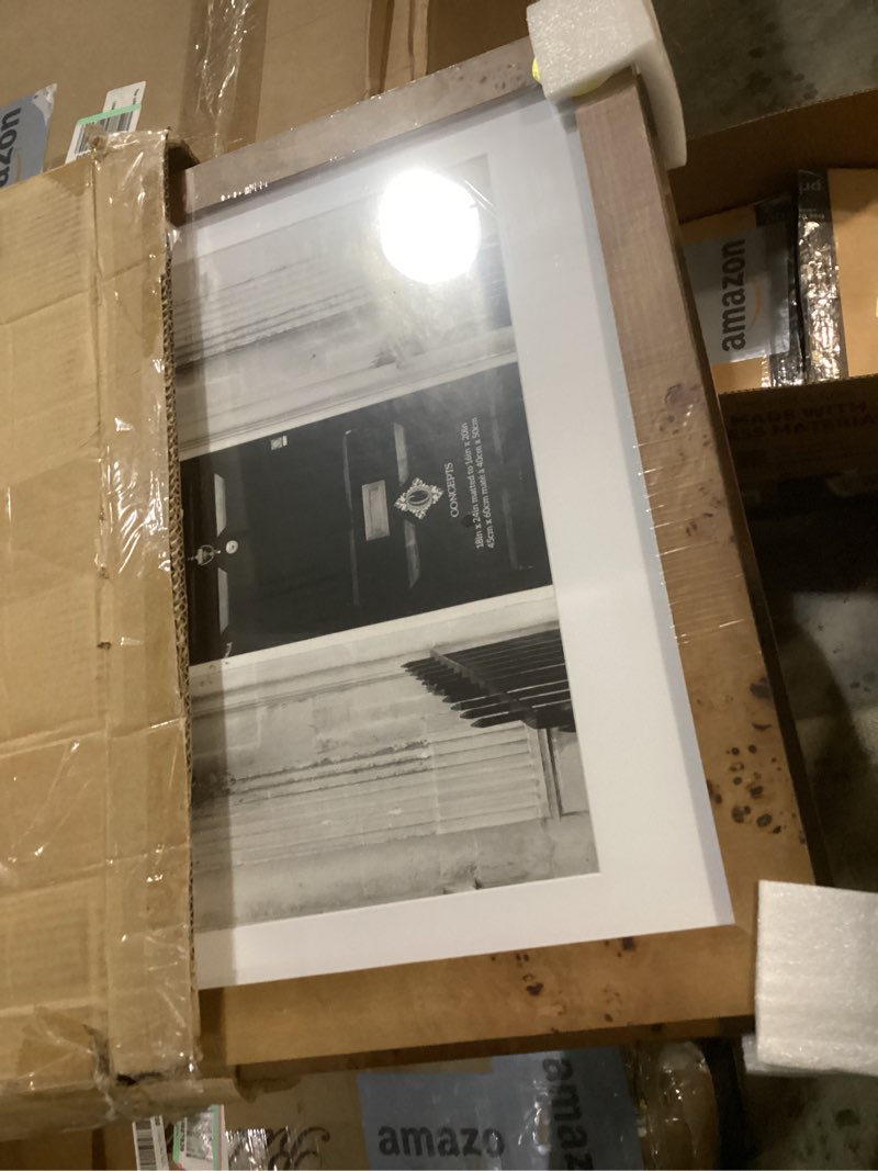 Condition photo showing New/Like New for Concepts Set of 4 18X24 Burl Wood Picture Frames with Matt (16X20), Dark Wood Finish, Eco-Friendly P