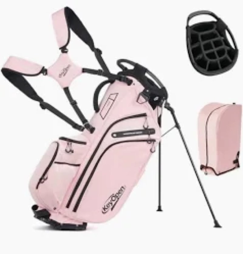 Lightweight Golf Stand Bag, 14 Way Golf Bags with Full Length Dividers for Men Women, Encrypted 900D Weather-Proof Club Carry Bag with Ergonomic Dual Strap, Cooler Pockets, 9 Pockets pink
