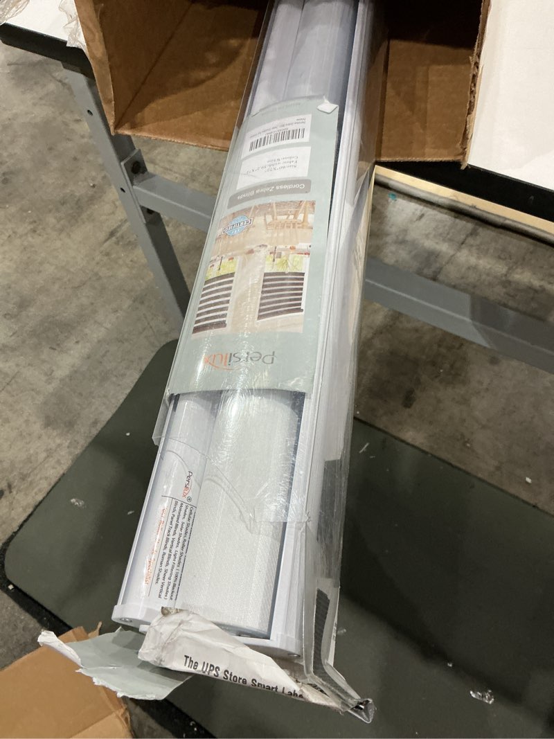 Condition photo showing Good Condition for persilux zebra blinds for windows, cordless roller shades for windows room darkening roller blinds (60" w x 72" h, white) light control for day and night light filtering sheer shades for home