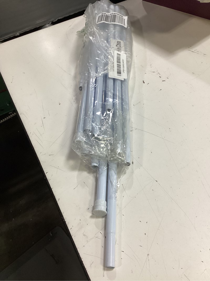 Condition photo showing As Is for tension curtain rod 26 to 48 inch adjustable tension rods 6 pack expandable spring tension rod white no drilling for closet kitchen cupboard wardrobe door bookshelf diy projects