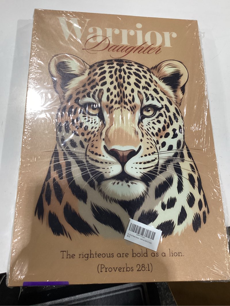 Condition photo showing New/Like New for 3pcs black woman canvas wall art christian bible verse wall decor leopard pictures trendy black girl painting jeremiah 29:11 prints artwork for living room bedroom 16x24in framed fashion black woman 01 wrapped canvas 24"l x 16"w canvas