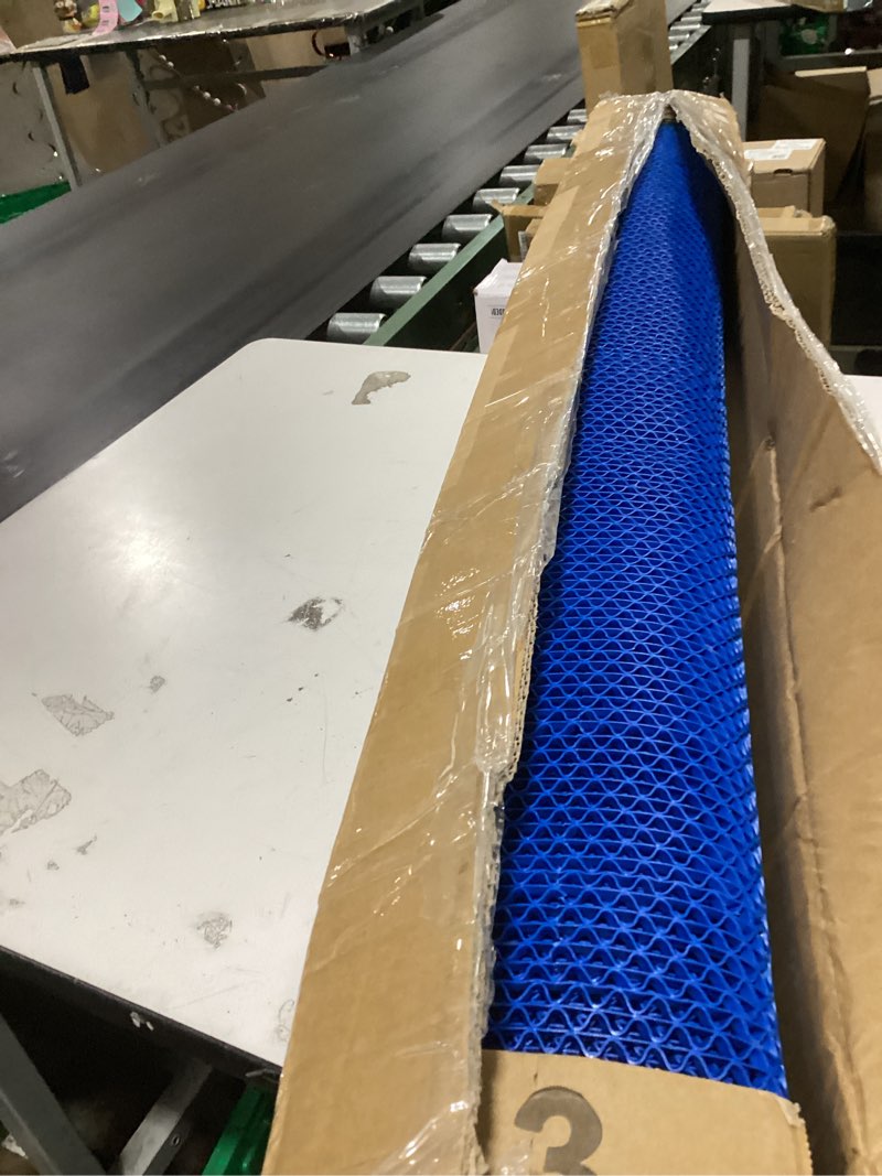 Condition photo showing Good Condition for drainage floor mat 4x10ft non slip commercial kitchen mats pool mat 1/5'' thick pvc mesh hollow mat for wet area kitchen swimming pool bathroom washroom restaurant garage (blue, 4'x10'') blue 3'11" x 9'10" (rectangular)