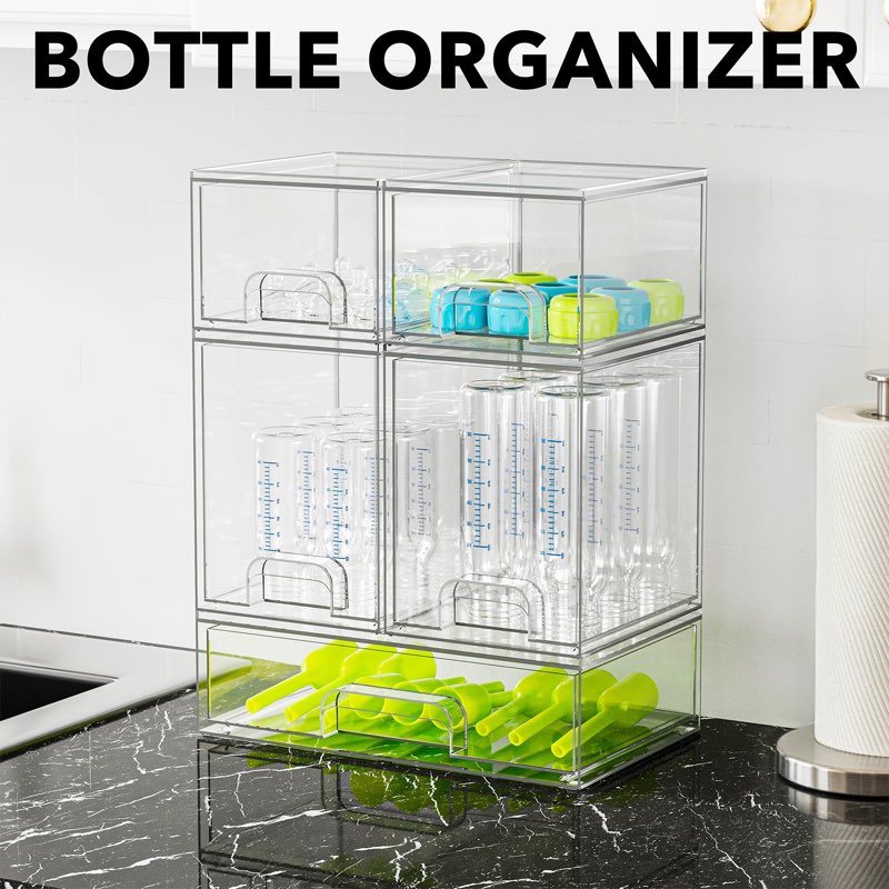 SpaceAid Bottle Storage Organizer Baby - Acrylic Bottles Station Organizer Container, Stackable Clea