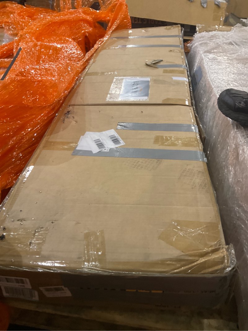 Condition photo showing As Is for YITAHOME TV Stand for 80/75/70 Inch TVs with LED Lights, Farmhouse Entertainment Center with Storage Cabinets, Open Shelves & Adjustable Shelf for Living Room, Black Farmhouse with LED Lights Black 70"