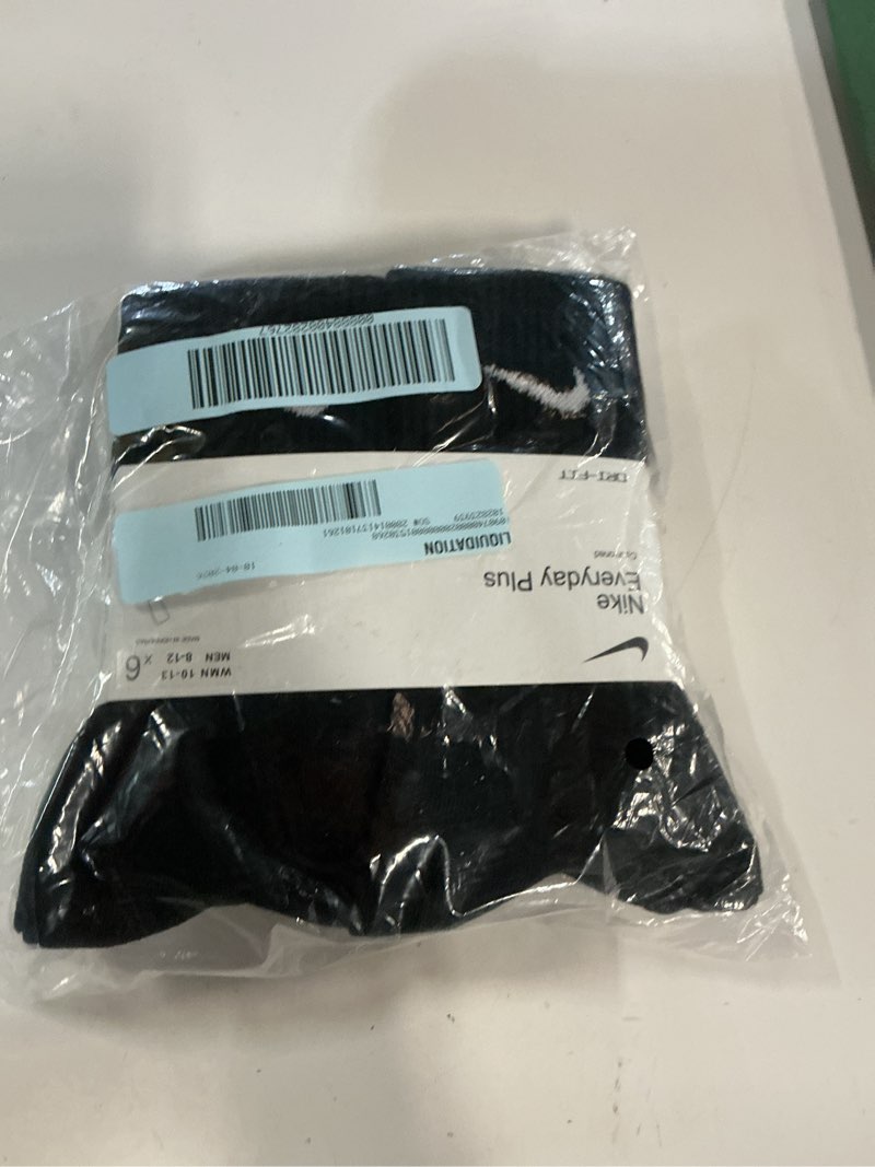 Condition photo showing New/Like New for men's nike 6-pack everyday cushion low-cut training socks color: black size: 8-12