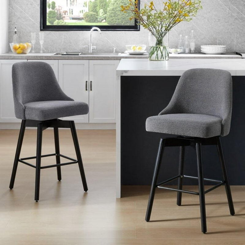 CHITA Upholstered Counter Height Swivel Barstool with Back Set of 2  