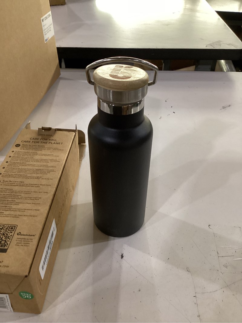 Condition photo showing Good Condition for bambaw 16 oz stainless steel water bottle, metal water bottle insulated, easy to clean & carry, great for travel, school & gym, made of high-grade stainless steel (jet black) 16 oz jet black