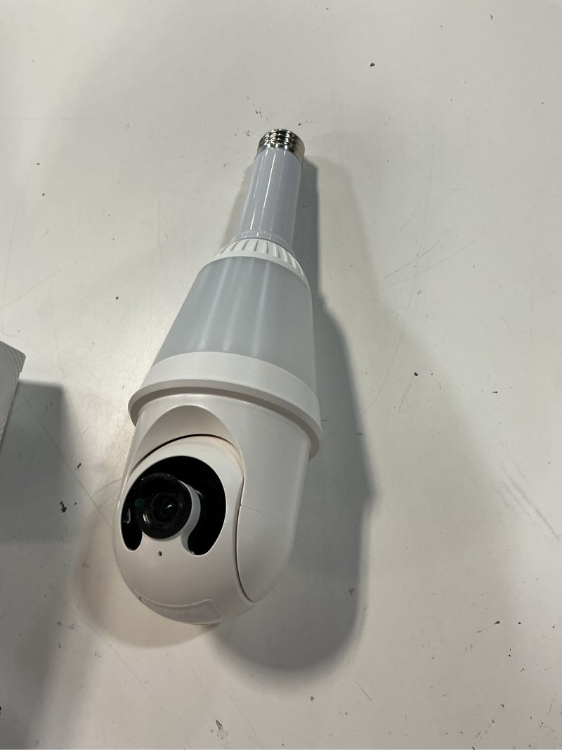 Condition photo showing Good Condition for energizer smart 2k light bulb security camera, 1000 lumens led light, 5ghz & 2.4ghz wi-fi outdoor socket camera, auto tracking, pan and tilt, night vision, 2-way audio, works with google home & alexa white 1 pack