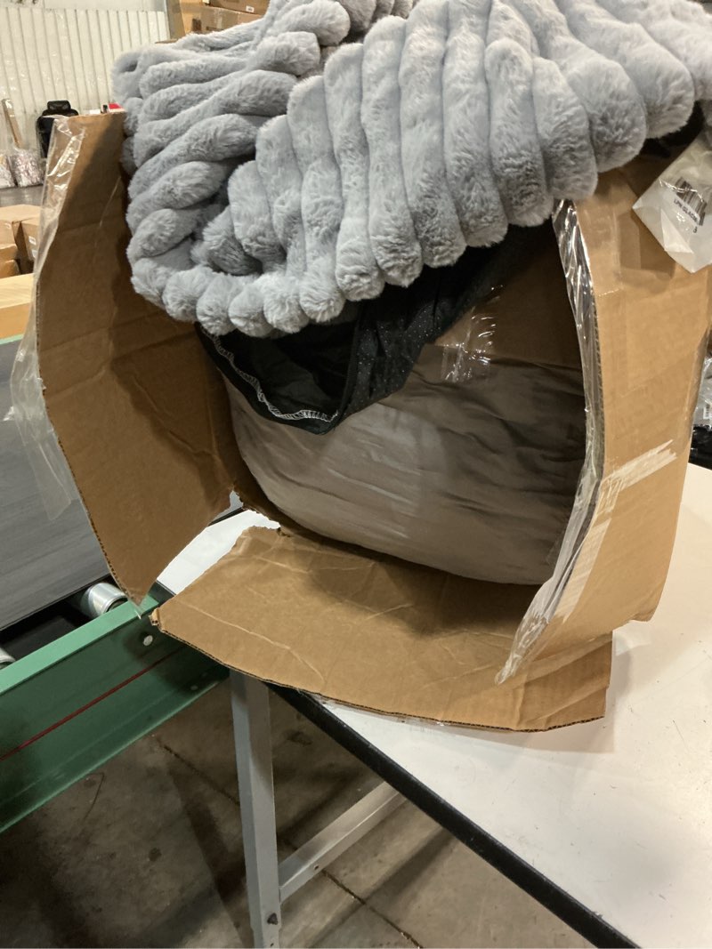 Condition photo showing Good Condition for round ottoman,corduroy pouf ottoman foot rest,storage footstool for living room,18x14 soft floor poufs,memory foam filling - light grey, 18x14 in light grey 18"d x 18"w x 14"h
