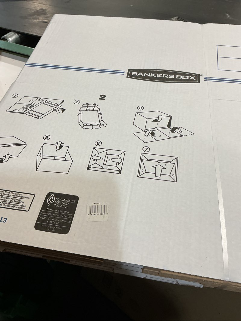 Condition photo showing Good Condition for bankers box 6-pack basic duty file storage boxes with lids, letter/legal, stor/file, (0071303) 6 pack