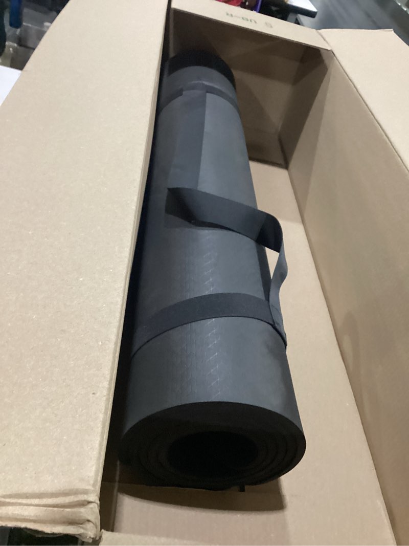Condition photo showing Good Condition for extra wide & thick 8mm yoga mat, 72"x31.5" large non slip exercise mat, premium poe material for superior cushioning & stability, with strap for home gym, pilates black