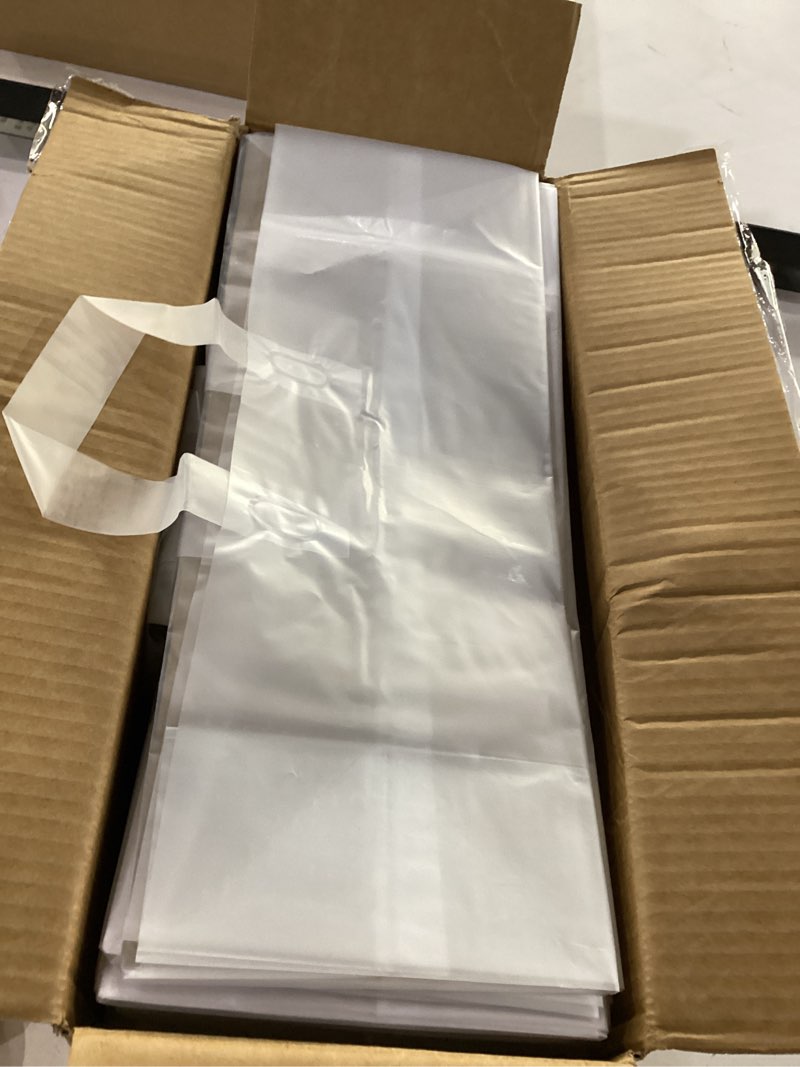 Condition photo showing Good Condition for xpcare 100pack frosted plastic gift bags, 16x6x12 clear plastic bags with handles for small business, boutiques, retail stores, gifts & merchandise(white) white 100