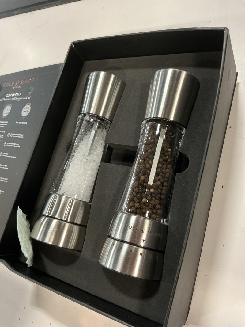 Condition photo showing Good Condition for cole & mason derwent salt & pepper grinder set, one size, no color