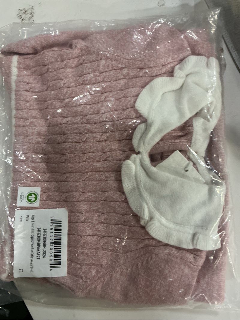 Condition photo showing New/Like New for Hope henry girls organic peter pan cable sweater dress pink size 2 