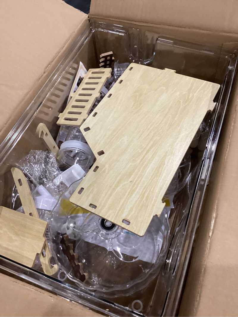 Condition photo showing As Is for 8 in 1 Acrylic Hamster Cage with all accessories,2-Layer Hamster House with full transparent Viewing,Top Open Mouse Cage for Pet Mice,large Hamster Habitat for Dwarf Hamster,Gerbils; 18"x11"x13.4" Transparent cage