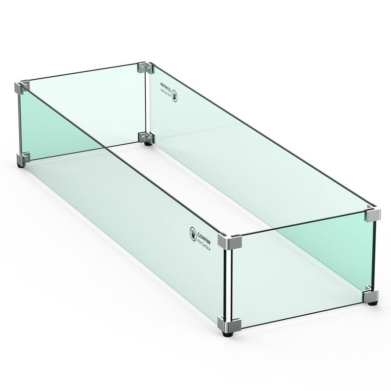 skyflame fire pit glass wind guard, 254x89x948 mm tempered glass windscreen fits for linear firepit bu