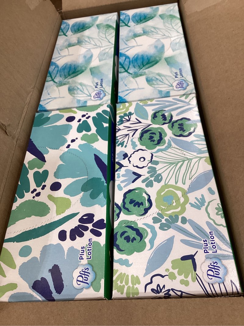 Condition photo showing New/Like New for puffs plus lotion facial tissues, 8 pack