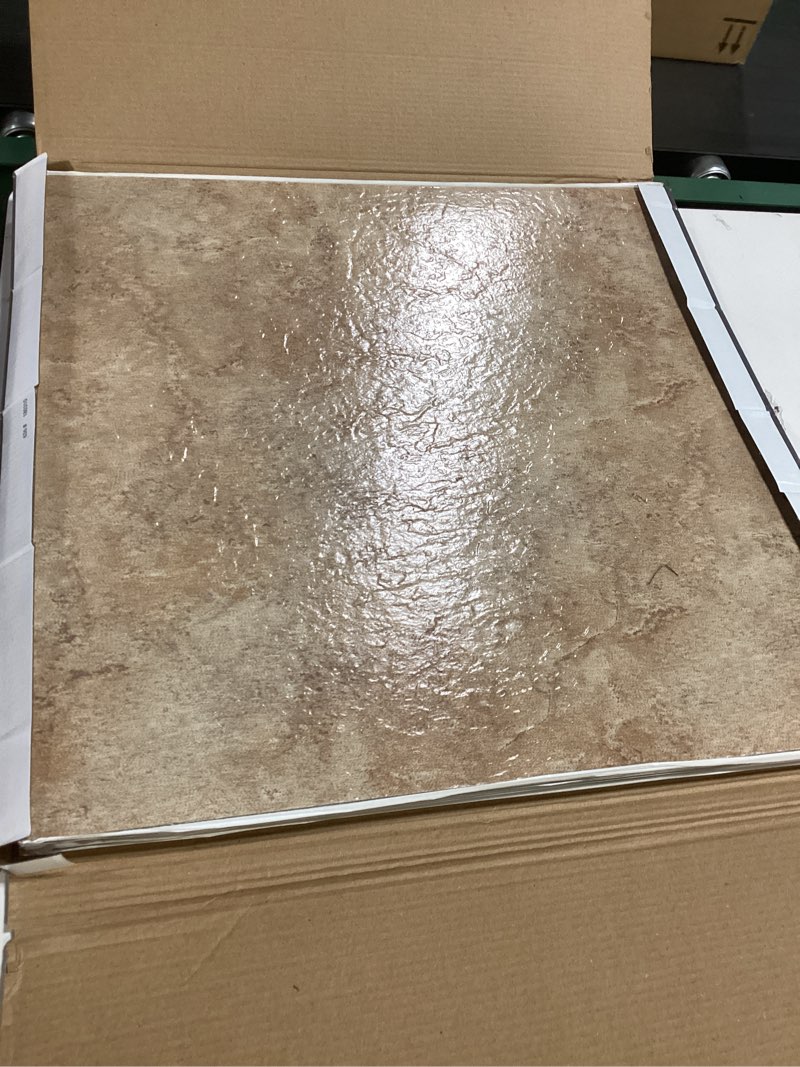 Condition photo showing Good Condition for majestic self adhesive 18-inch square vinyl floor tiles, 10 tiles - 18" x 18", ghibli beige granite pattern - peel & stick, diy flooring for kitchen, dining room & bathrooms by achim home decor ghibli beige granit 18"x18"