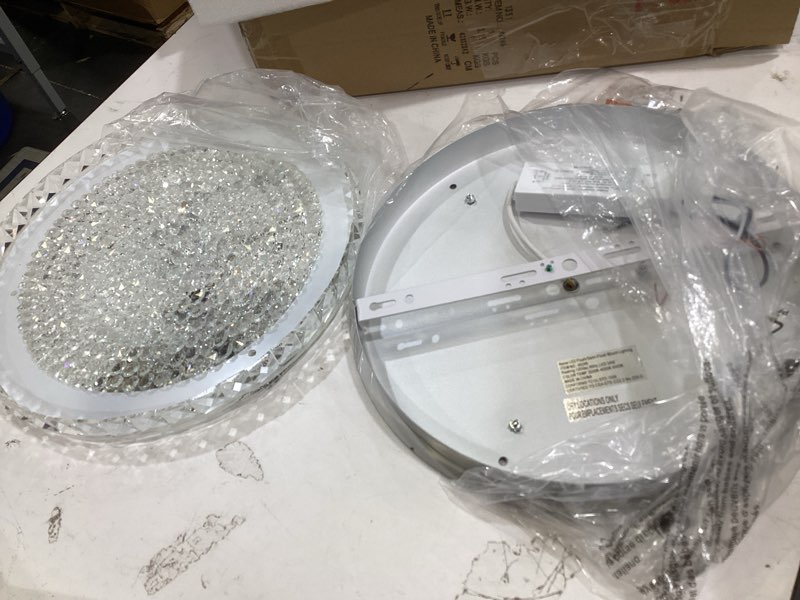 Condition photo showing New/Like New for crystal ceiling light fixture 13 inch flush mount ceiling light led 4000k dimmable modern ceiling lamp for bedroom bathroom kitchen island 13.7 inch 4000k